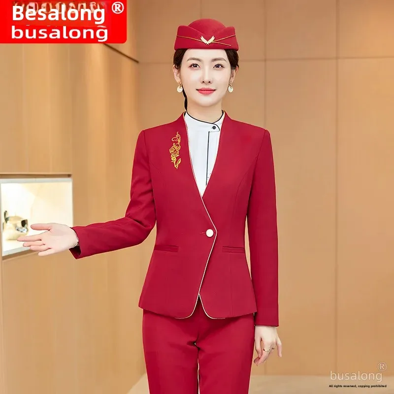 Осенняя модная униформа высокой железной воздушной хозяйки женский