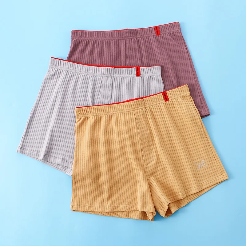 3Pcs Men Underwear Red Boxers Stripe Loose Shorts Men Panties Cotton Arrow Pants Classic Basics Wear At Home 2023 Summer New