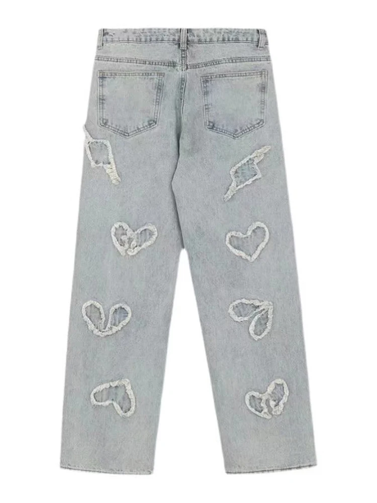 Men's Casual Clothing Y2K Men Denim Jeans Loose Straight Casual Trousers Boyfriend Wind Jeans Casual Hip -hop Street Clothing