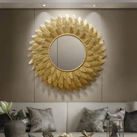 vintage gold decorative wall mirror metal bedroom round wall mirror room decor aesthetic espejo home decoration accessories