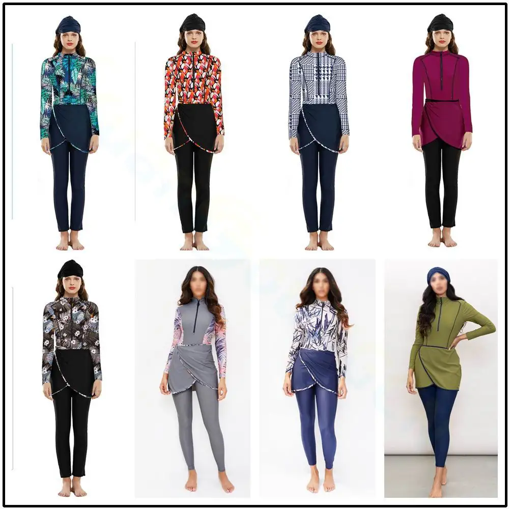 Женский мусульманский купальник большого размера с цветочным принтом и полным