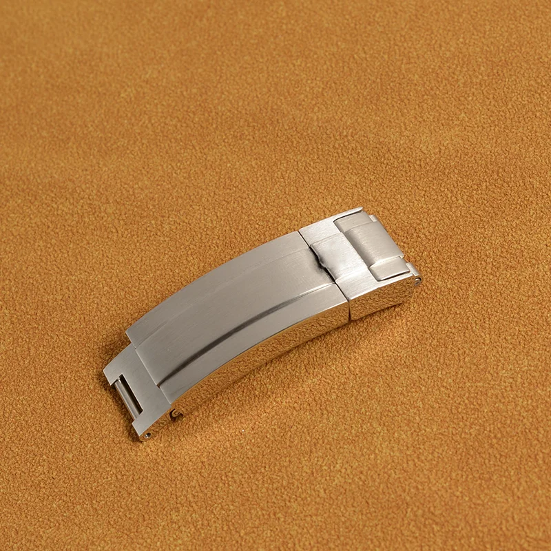 For ROLEX Watch Leather Rubber Strap Band Clasp Buckle Silver