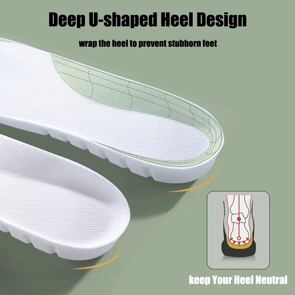 Soft Latex Sport Insoles for Shoes Men High Elastic Shock Absorption Shoe Cushion Feet Arch Support Orthopedic Insoles Women