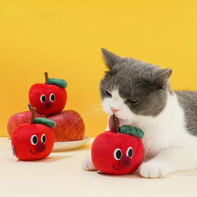 

Cat toys apple shaped anti molars toys cat supplies tooth cleaning stick chewing crystal velvet velvet material