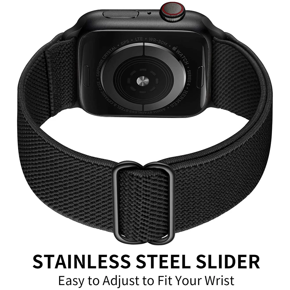 Nylon Braided Loop Strap For Apple watch band 44mm 40mm 45mm 49mm 41mm 38mm 42mm Elastic bracelet for iWatch 4 5 se 6 7 8 ultra