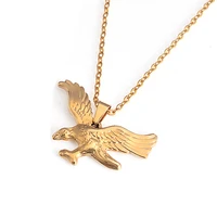 new fashion punk stainless steel hawk eagle pendants round cross chain mens womens gold animal necklace jewelry gift dropship