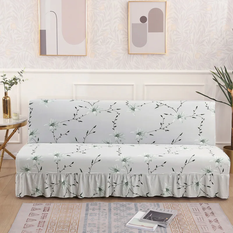 

Floral Elastic Strech Folding Sofa Bed Cover Ruffled Skirt Without Side All-inclusive Anti-scratch Sofa Covers for Living Room