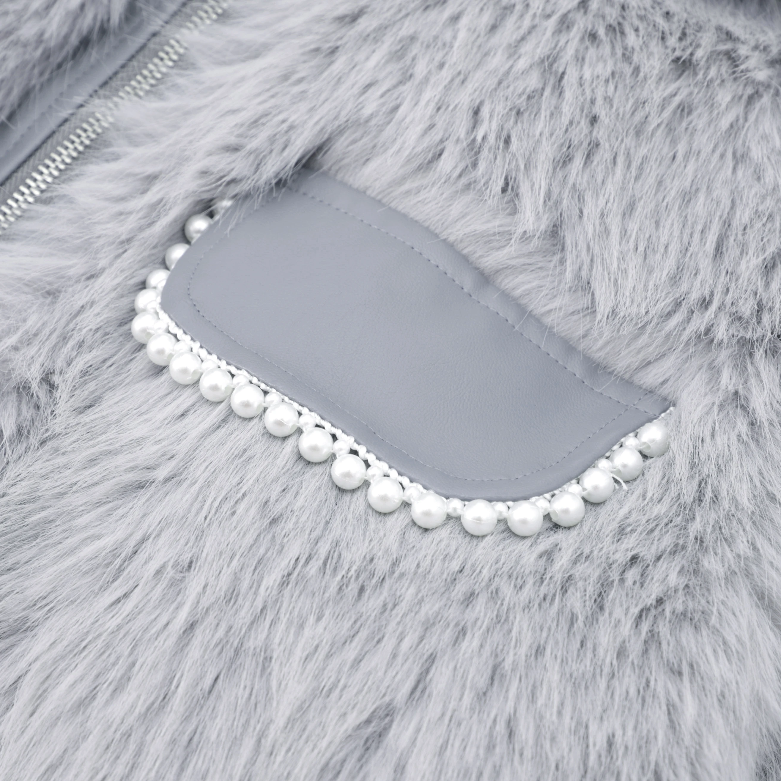 Socialite Beaded Faux Fur Coats Woman Winter 2022 New Warm Chic Long Sleeve Doll Collar Lamb Wool Coat Women's Winter Clothing