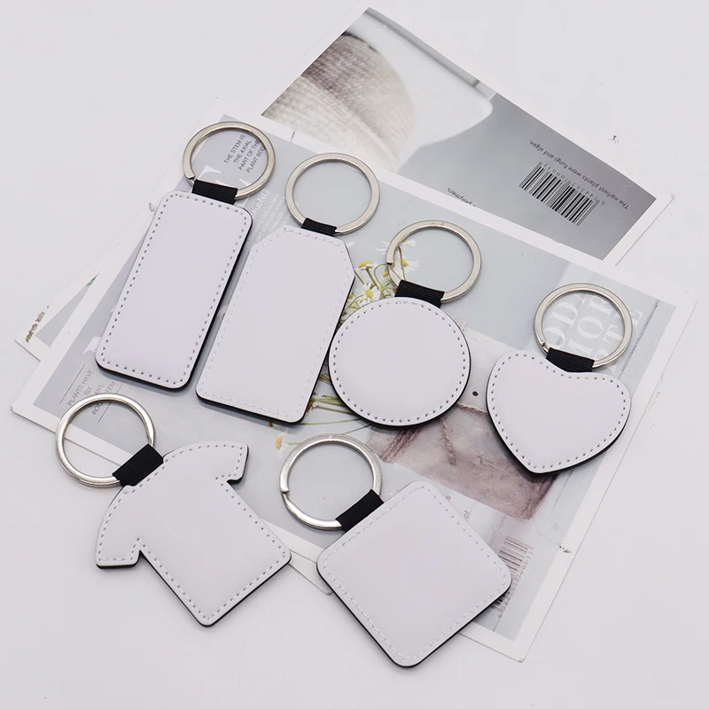

200 Pieces Sublimation Blank Products Batch Heat Press Transfer Double-sided Printing Keychain Blank Leather Key Ring
