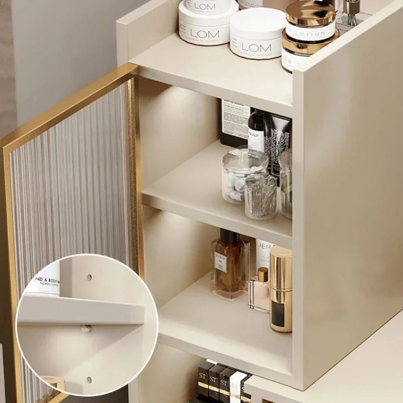 Женский зеркальный комод бежевый водонепроницаемый белый туалетный столик для