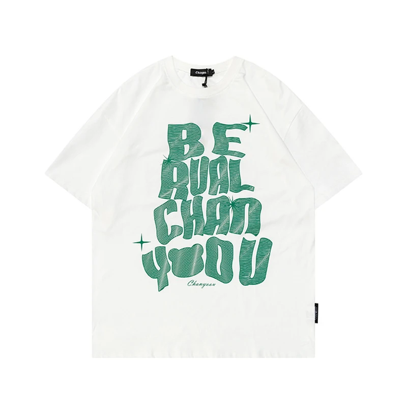 

Hot Selling American Simple Letter Graphics Print Short Sleeve T-Shirt 100%Cotton Mens T Shirts Hip Hop Streetwear Couple Tshirt