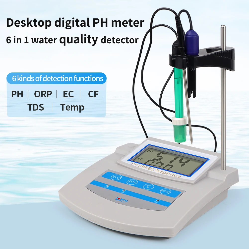 Тестер качества воды 6 в 1 цифровой PH ORP TDS EC CF настольный монитор температуры для