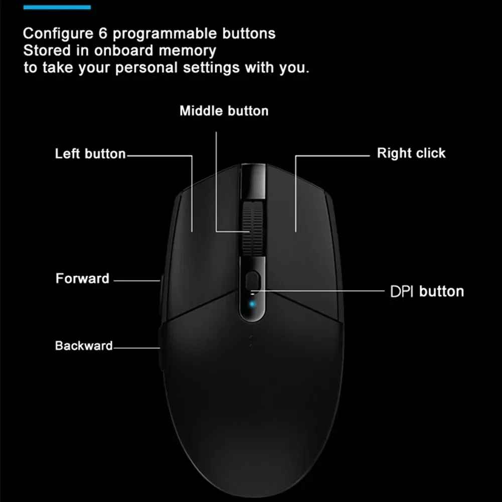 Беспроводная игровая мышь G304 Ligthspeed датчик Hero 12K 12000 точек на дюйм 6