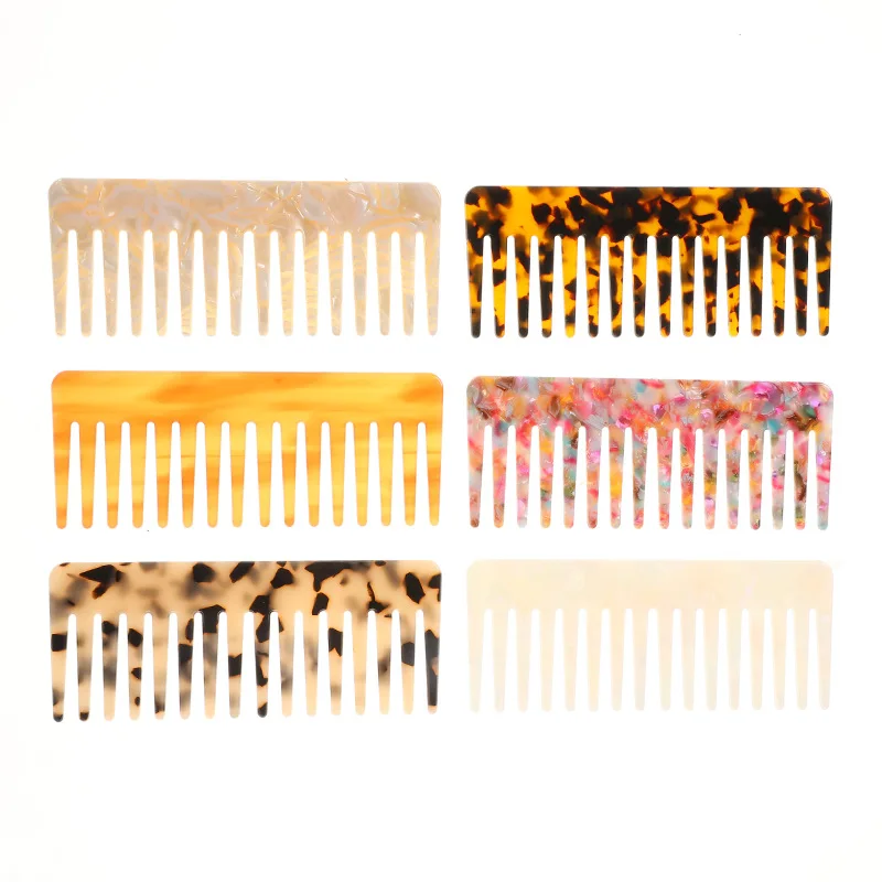 

tifcojew Fashion acetate plate hair comb anti-static rectangular comb exquisite marble hair comb