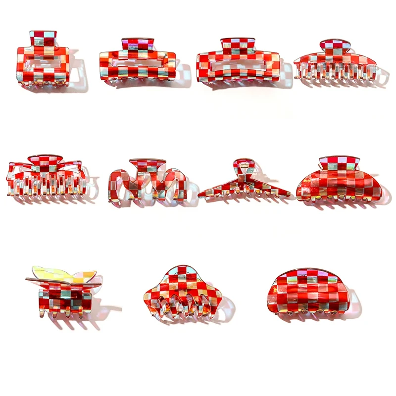 

Women Red Hair Claws Ladies Hairpins Hairgrip Barrettes Fashion Hair Claws For Women Girl Hair Accessories