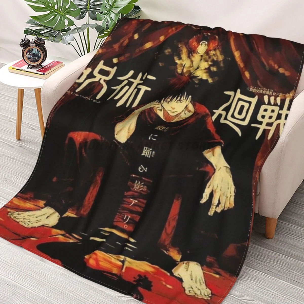 

Jjk Throws Blankets Collage Flannel Ultra-Soft Warm picnic blanket bedspread on the bed