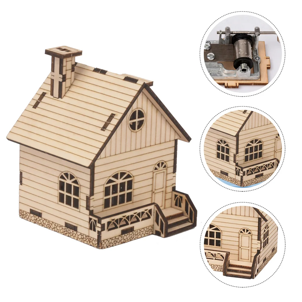 

Box Wooden Christmas Diy House Crafts Model Kidskit Tool Decorative Decorationassembly Materials Village Mini Gift Favor Toy