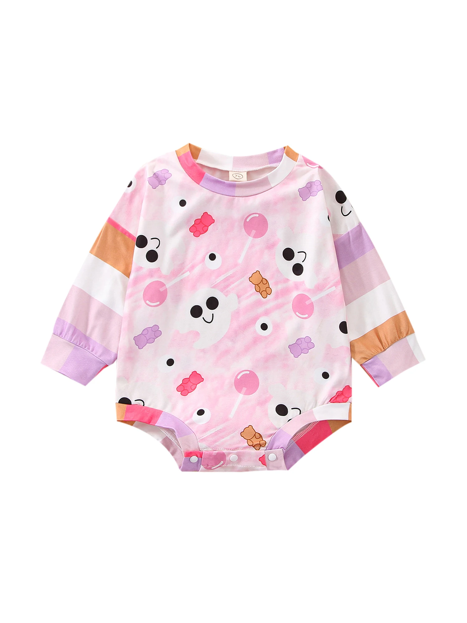 

Halloween Baby Girl Boy Sweatshirts Pink Ghost Eyeball Print Long Sleeves Romper Cute Fall Halloween Baby Clothes