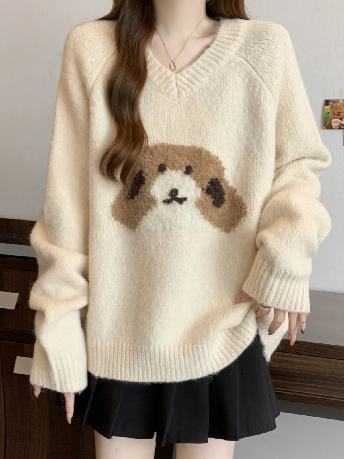 Мягкий клейкий рисовый свитер Milk Huhu для женщин осень и зима 2024 большие размеры