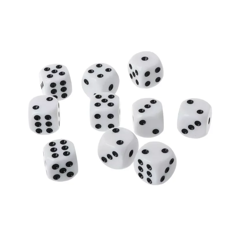 

16mm Acrylic Dice Black/White 6 Sided Casino Poker Game Bar Party Dice