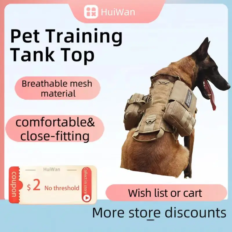 

Pet Training Vest Soft Collar Military Dog Harness Saddle with Pocket Bag Adjustable Accessories For Small Medidum Large Dogs