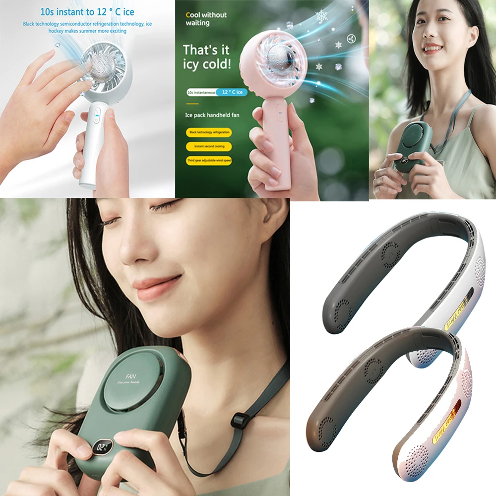 

Hanging Neck Fan Bladeless Portable Cooling Leafless 360 Degree Xiaomi Neckband Air Outlets 3000Mah For USB Rechargeable