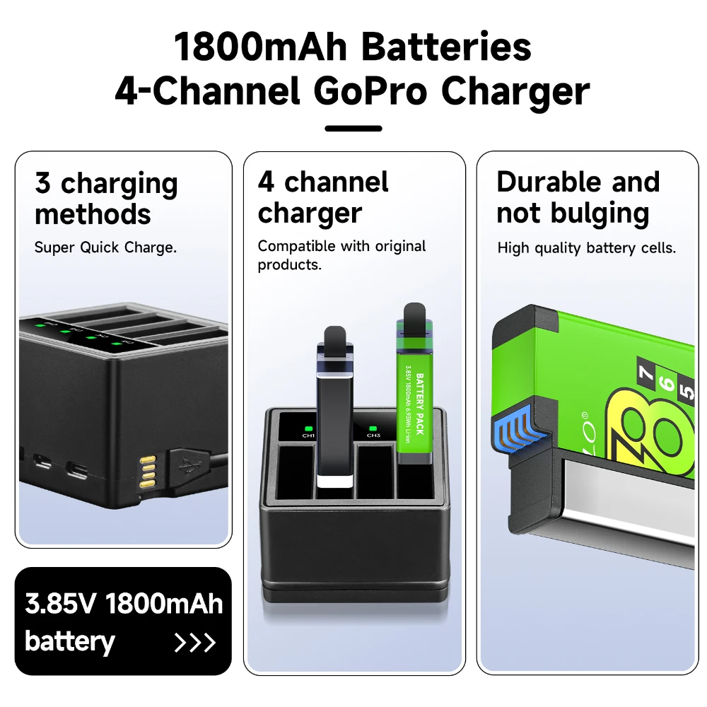 Аккумулятор 1800 мАч для Gopro 8 7 6 5