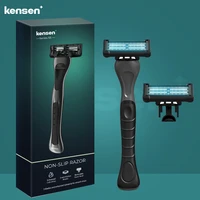 mens razor handle and razor blades kensen for sensitive skin and all skin type 1 razor 1 refill