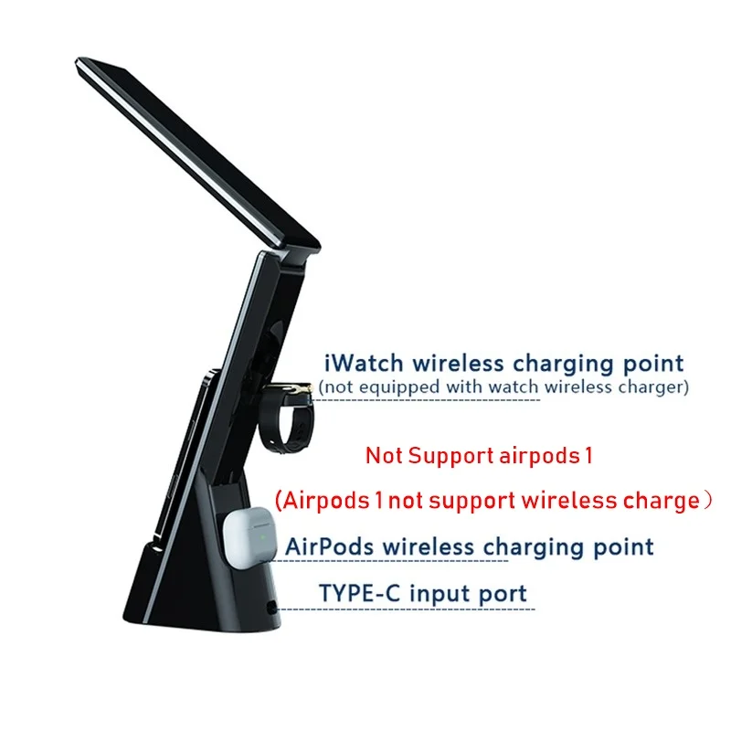 5in1 alarm clock wireless charger stand for iphone 13 12 11 pro max table lamp 15w fast charging station for apple watch airpods free global shipping