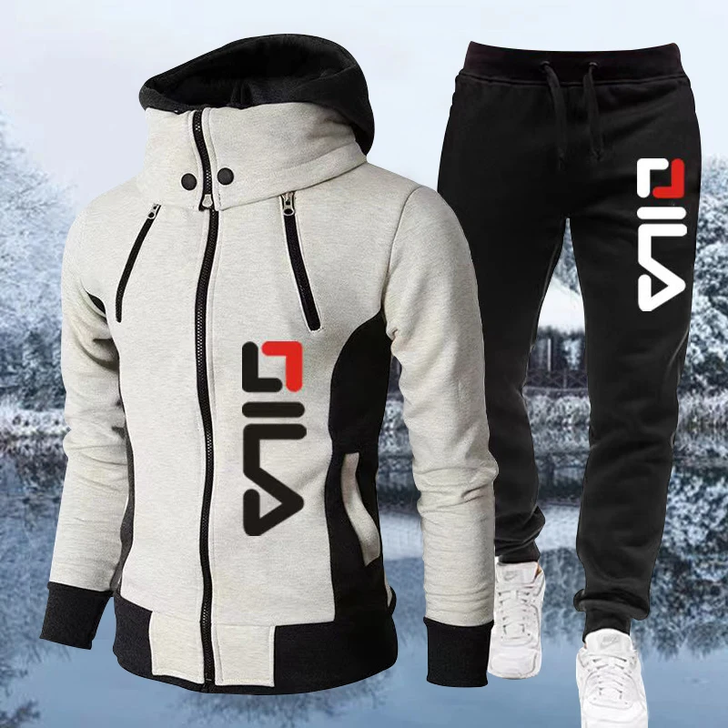 2023 Autumn Winter Men's Luxury Hoodie + Sweatpants 2-Piece Cotton Suit Male Designer Sportswear Warm Sweatshirt Pants Brand Set