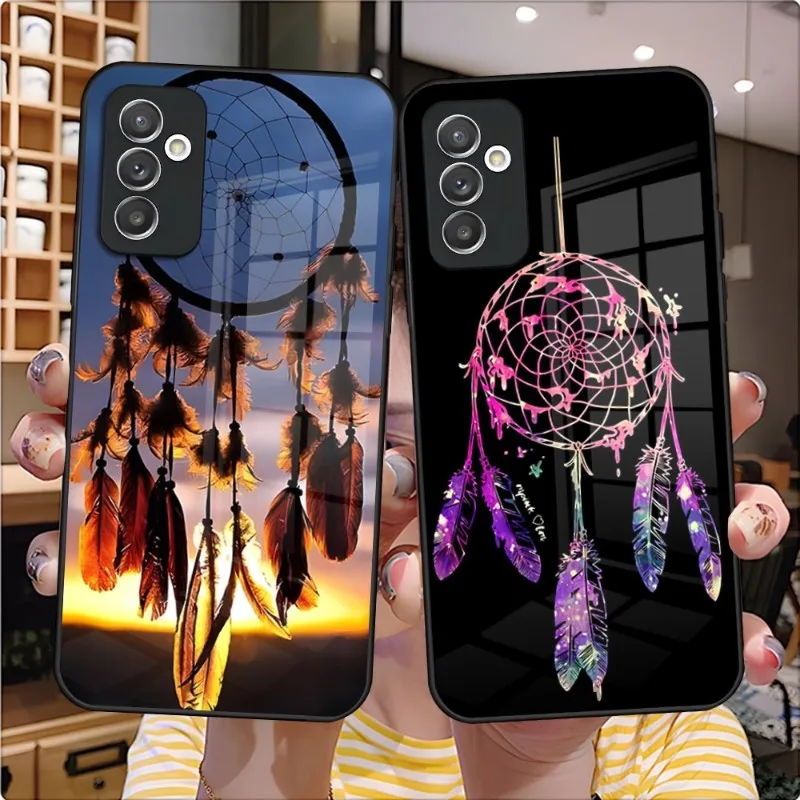 

Dream Catcher Bling Cute Phone Case Glass Design For Samsung A51 A52 A21 A71 A20 A31 A12 A22 A40 A32 A72 A30 A81 Back Covers