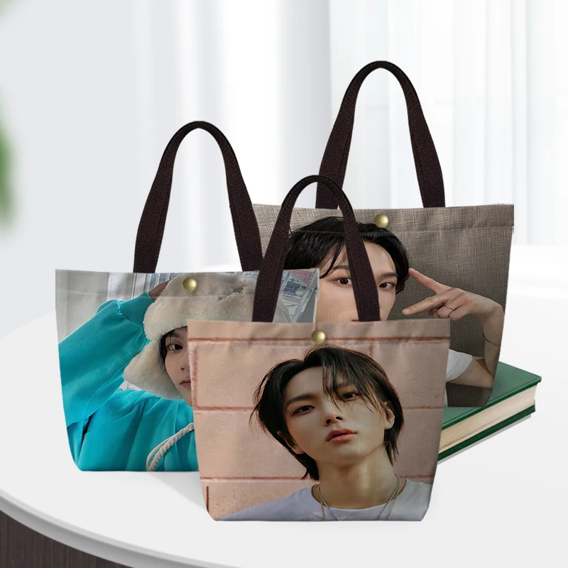 

BOYNEXTDOOR SUNGHO Print Handbag Women Casual Linen Totes Underarm Top Handle Bag Lady Shopping Lunch Travel Bags