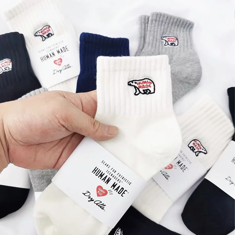 

Tide brand Human Made polar bear embroidered socks human made socks tide brand cute simple medium tube socks