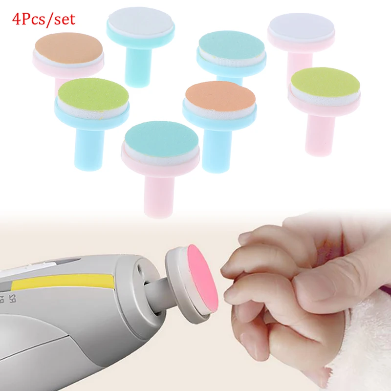 4Pcs Electric Baby Nail Trimmer Head Replacement Kids Infant Safe Nail Manicure Tools Polishing Sand Sponge Nail Accessories images - 1