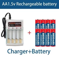 brand new aa battery 9800 mah rechargeable battery aa 1 5 v rechargeable new alcalinas drummey 1pcs 4 cell battery charger