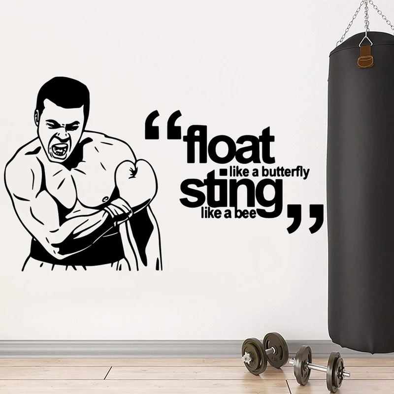 

Boxing Wall Sticker Fitness Vinyl Decal Gym Art Mural Gymnasium Decoration Muscle Wallpaper Inspiration Quotes Stadium Poster