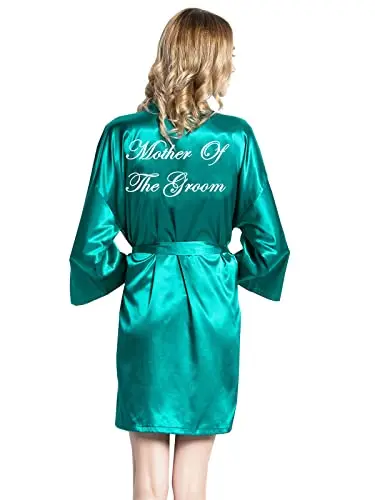 Green Satin Robe for Women Short Bride and Bridesmaid Robes Dressing Robe for Wedding Party Bridal Robes Bathrobe