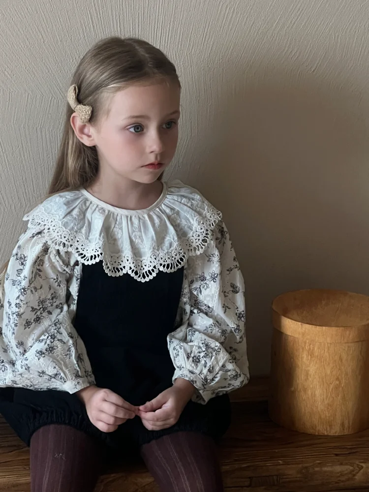 

Новая Осенняя рубашка для девочек с круглым вырезом и принтом в виде вишни; Модная свободная хлопковая рубашка с кружевным воротником; Блузка для девочек