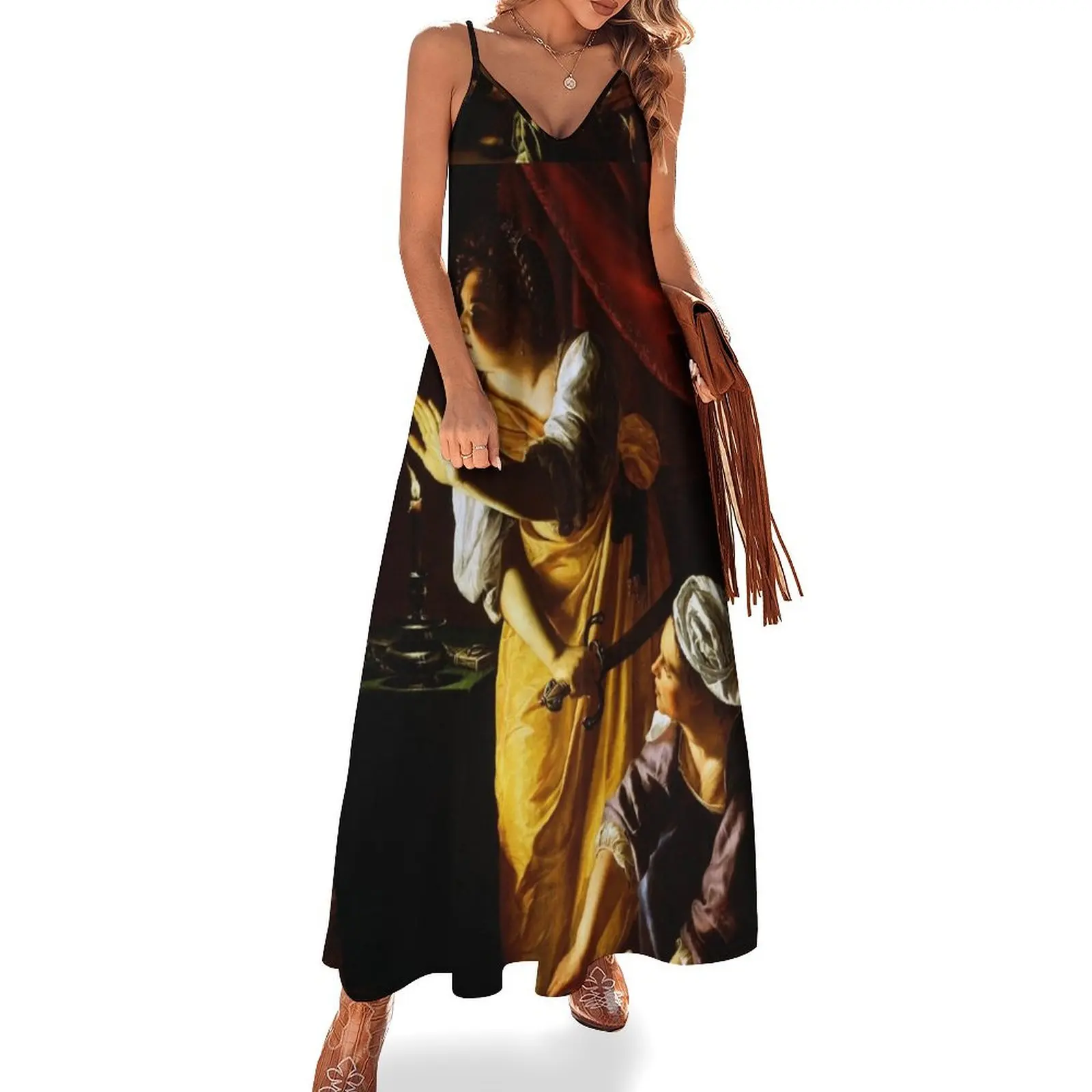 Джудит и служанка от Artemisia Gentileschi Платье без рукавов женское вечернее платье