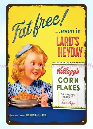 1950s kellogg's кукурузные хлопья хлопьев детства памяти Металлический жестяной знак