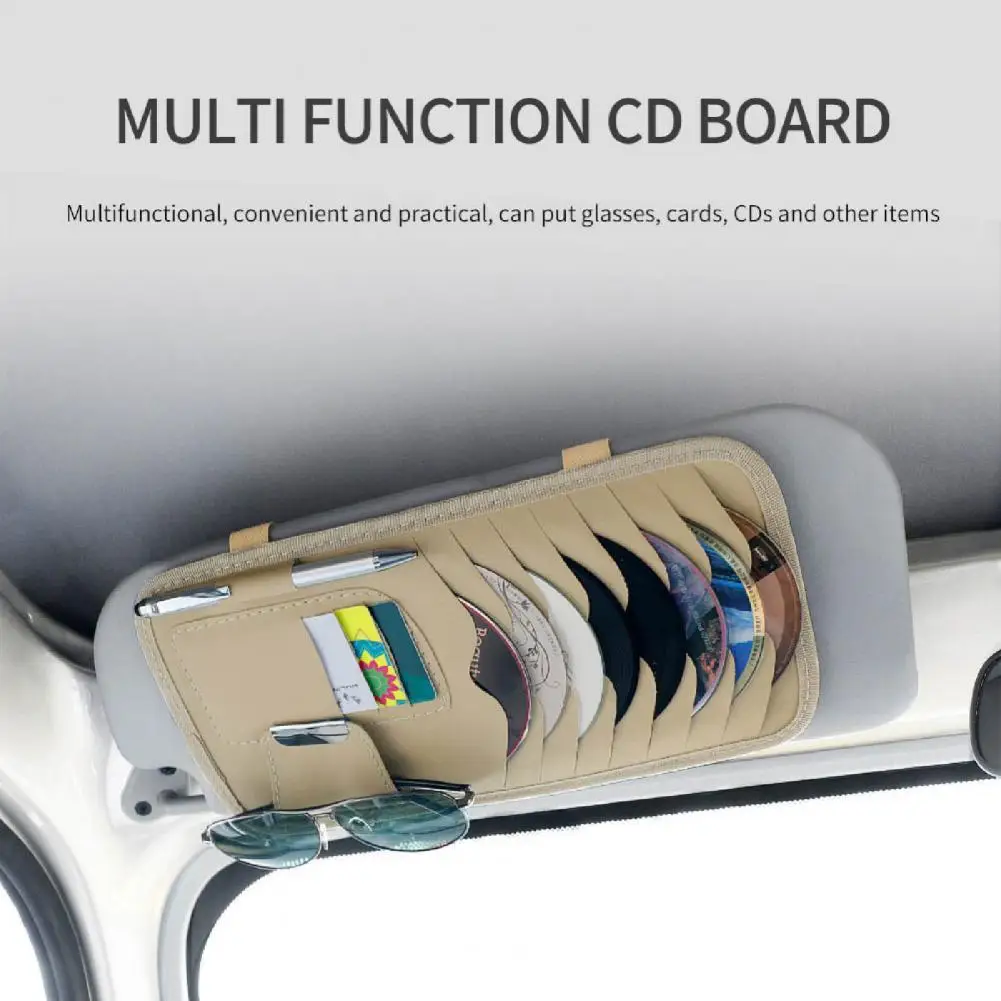 

CD Case Multifunctional Large Capacity Faux Leather Car Sun Visor CD DVD Storage Organizer for Car Interior