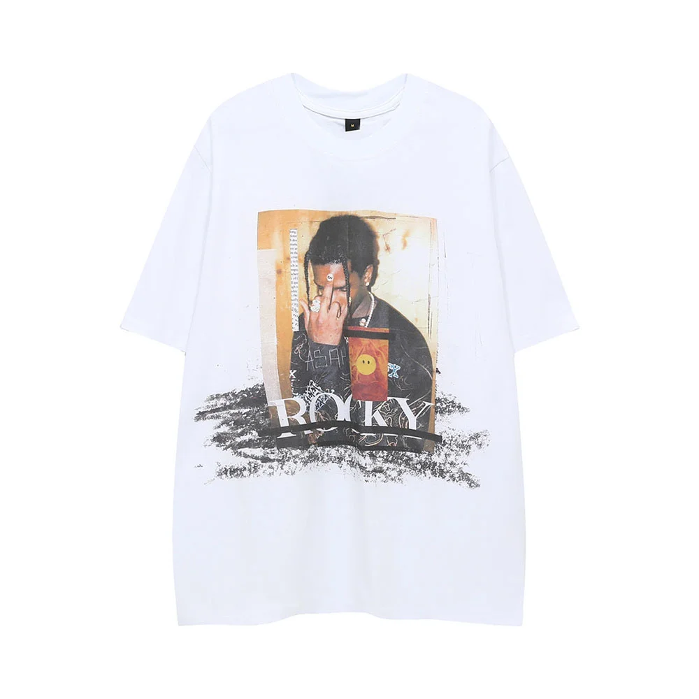 

Dark Icon Rocky T-shirt Men Summer Streetwear Men's Shirts White Cotton Tee Shirts Man Clothes