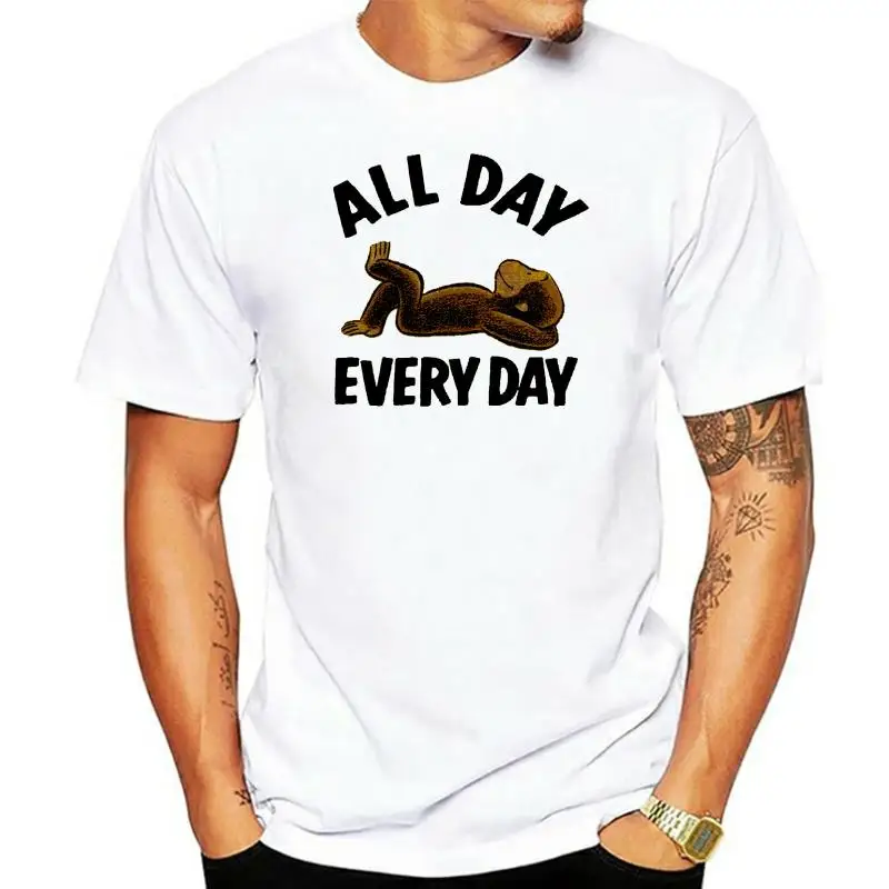 

Curious George Mens T-Shirt - All Day very Day Relaxing George Image Cartoon men Unisex New Fashion tshirt free shipping Funny