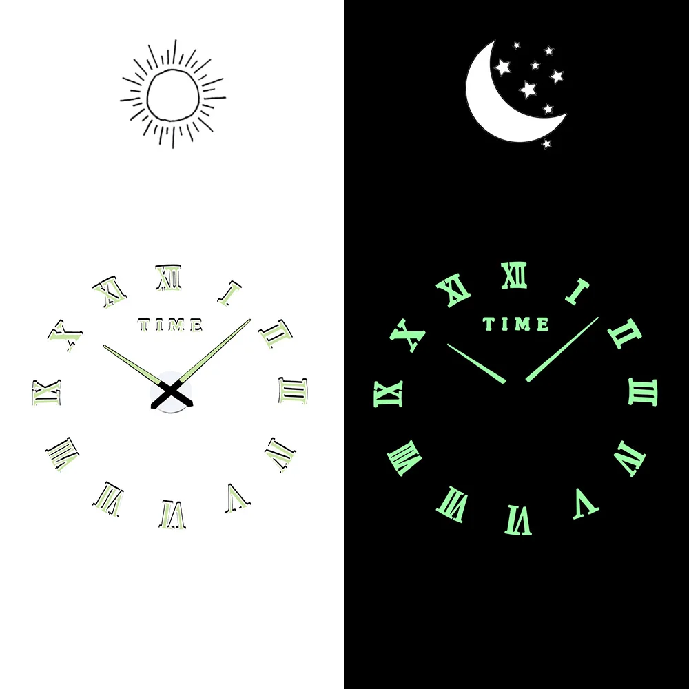 Светящиеся Настенные часы большой бесшумный Кварцевый Будильник 3D сделай сам в