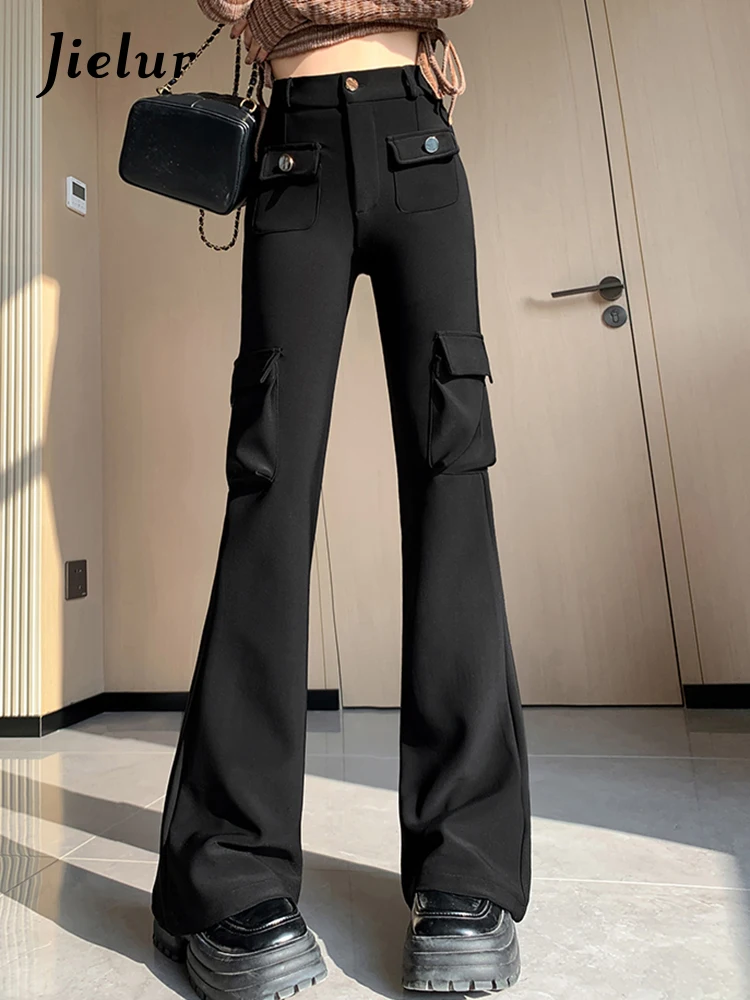Jielur Женские брюки на молнии с разрезами пуговицах модные корейские повседневные