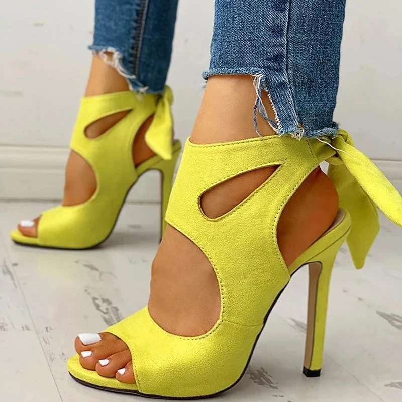 Fashion Women\'s Pumps Sexy Peep Toe Colorful Bowknot Female Shoes 2022 Summer Leisure Thin High Heel Lady Sandals Size 35-43