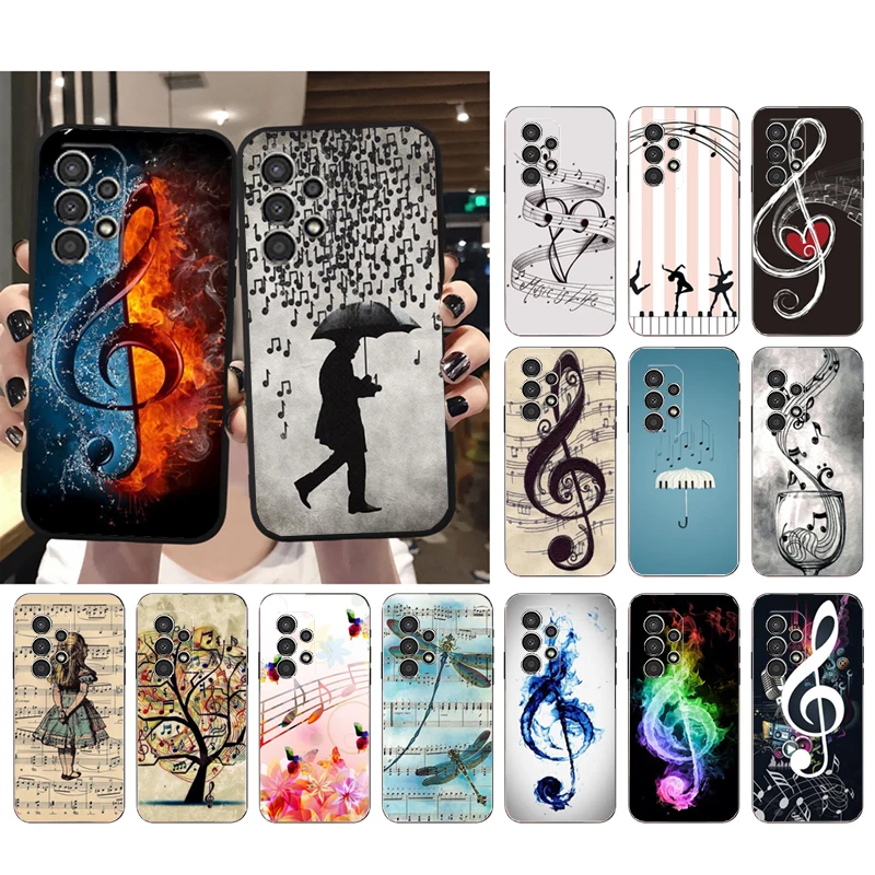 

Phone Case for Samsung Galaxy A73 A53 A13 A22 A12 A32 A71 A21S A33 A52 A72 A23 A51 A31 M31 Music Notes Case