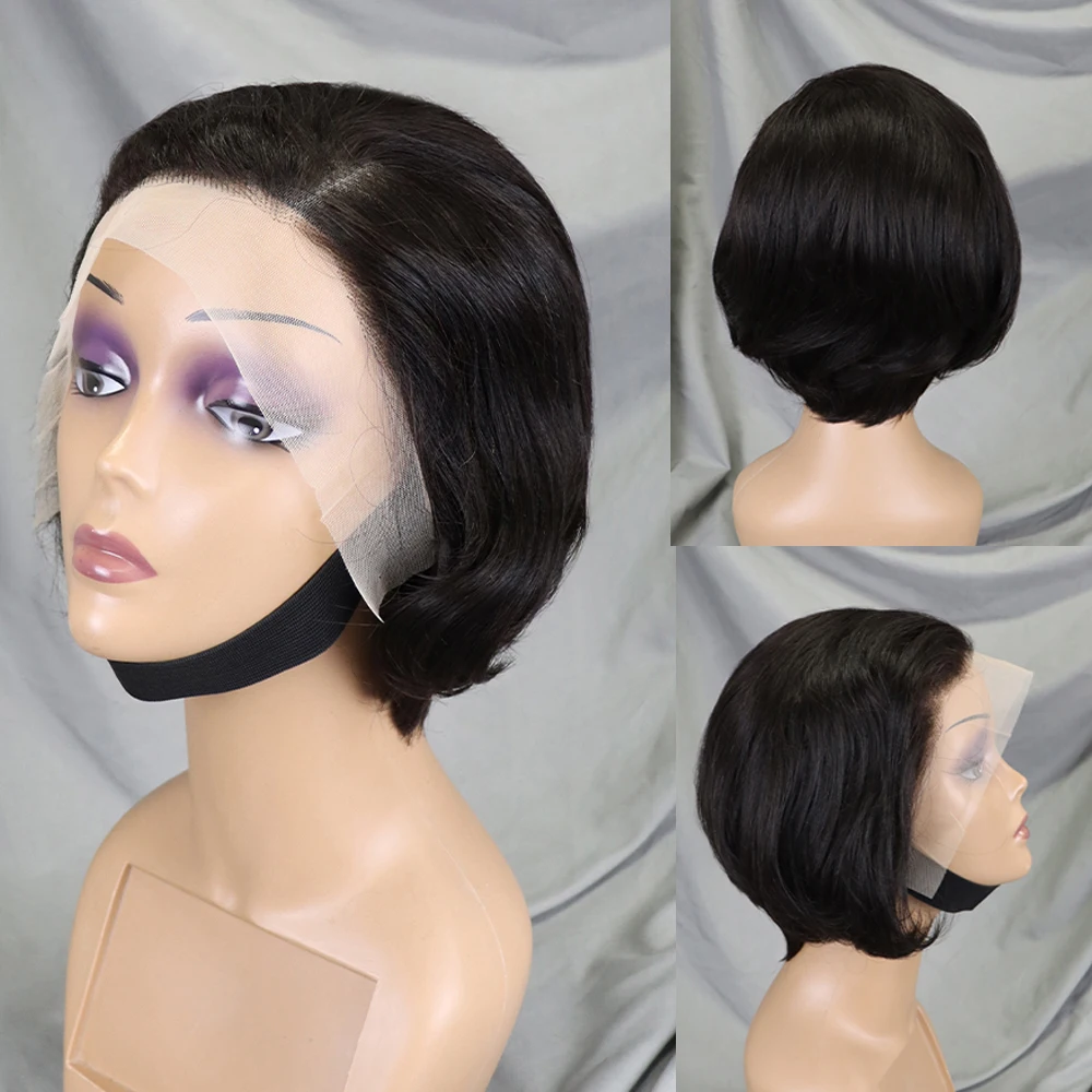 

Side Part 13x4 Lace Closure Wig 13x4 Ginger Lace Front Wig Colored Human Hair Wigs Brown Short Bob Wig Lace Frontal Pixie Cut Wi