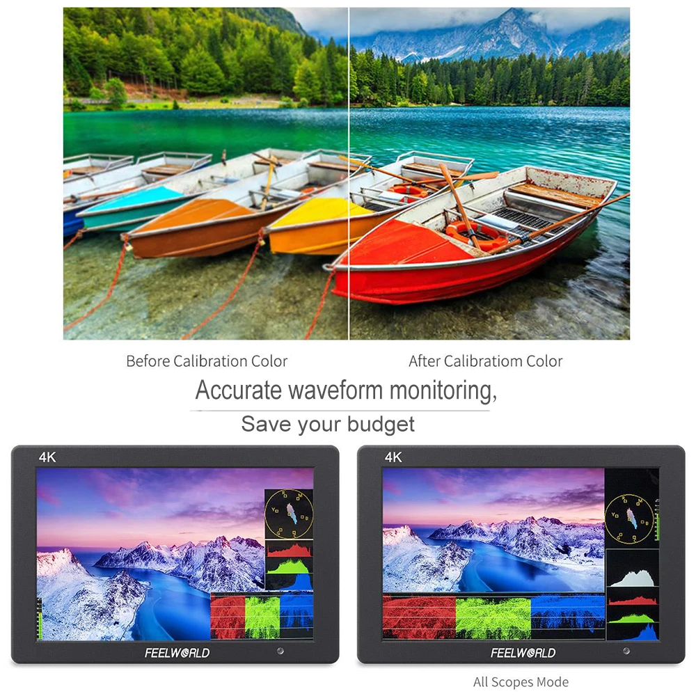 Накамерный полевой монитор FEELWORLD T7 PLUS LUTIPS 1920x1200 с алюминиевым корпусом