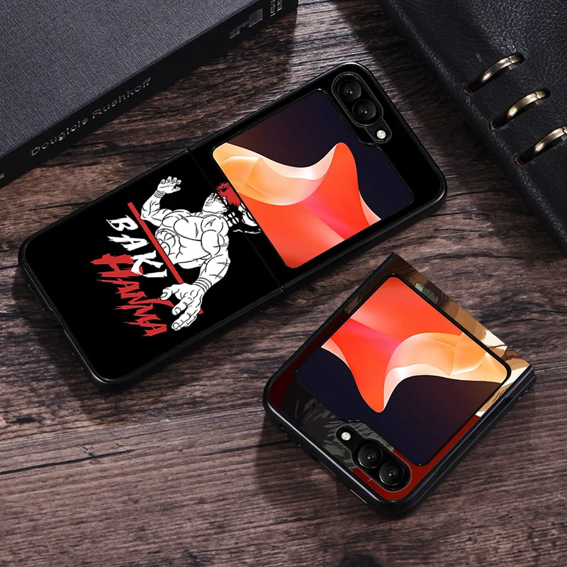 Чехол для телефона Samsung ZFlip6 5G Z-Flip5 Cool Baki Hanma Galaxy Z Flip4 Flip3 Flip 6 5 4 3 черный чехол